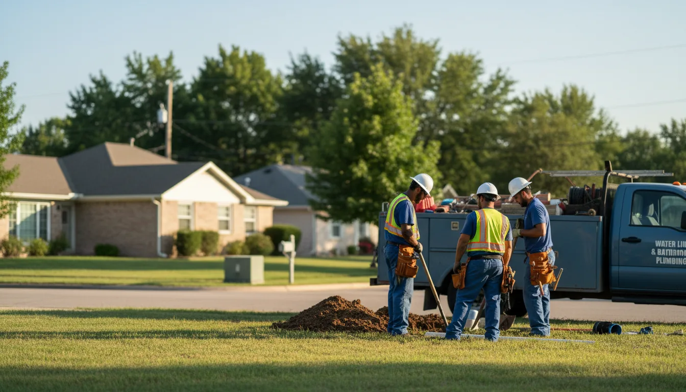 Residential water line and bathroom plumbing service in Omega, OK